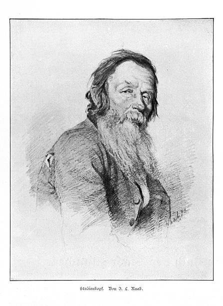 Authentic 19th-century character study of an elderly man with long hair and a full beard. This detailed pencil or charcoal drawing from 1899 captures a moment of quiet contemplation, highlighting the man's weathered features and wise expression. The artwork is a 'Studienkopf' or head study, focusing on the personality and life experience etched into the subject's face. Signed and dated '99 in the lower right.