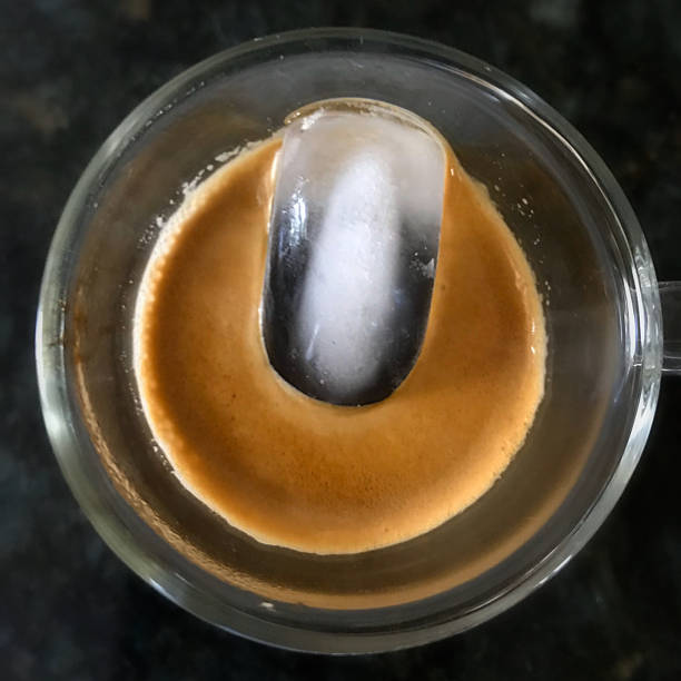 Ice cube in the coffee