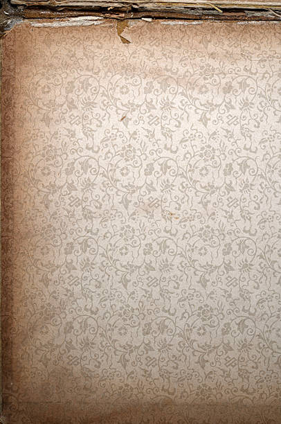 Vintage floral wallpaper background paper texture, oringinal 120 years old