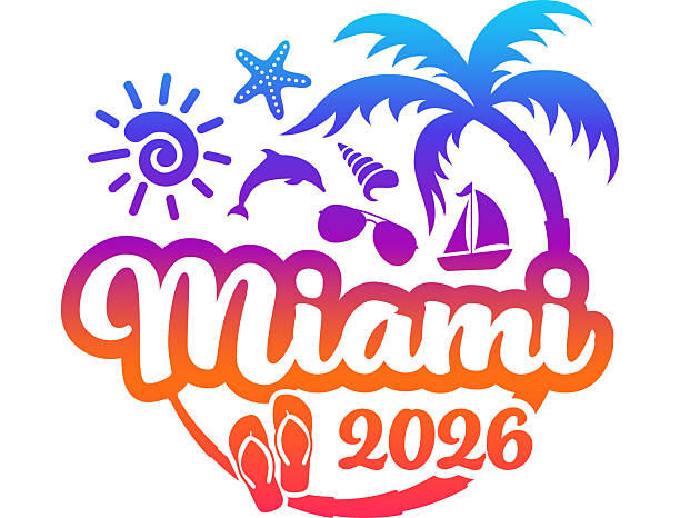 Miami Florida 2026 with Vacation - Trip Elements - Palm Tree Sunglasses Dolphin
