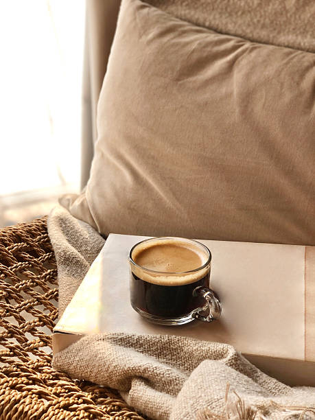 Relaxing Time Hot Coffee Cup put on Cozy Chair