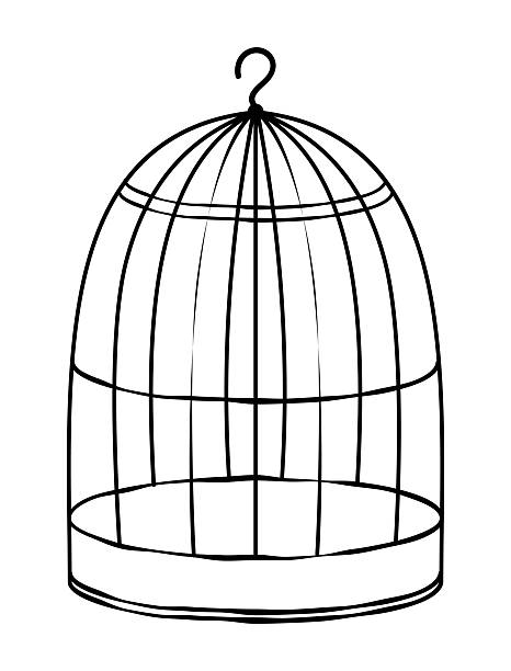 Birds Cage, Hand Drawn, Vector, Isolated On White Background