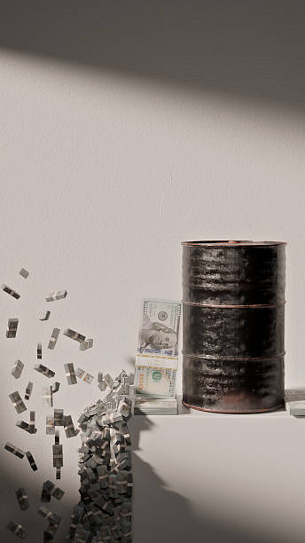 Falling Money and Oil Industry Profit Concept