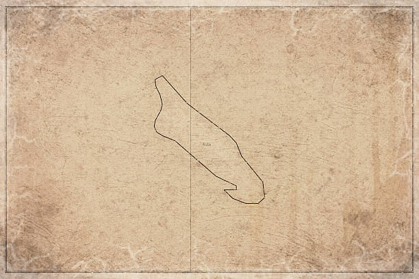 Vintage Map Of Aruba With Administrative Regions On Retro Paper Background