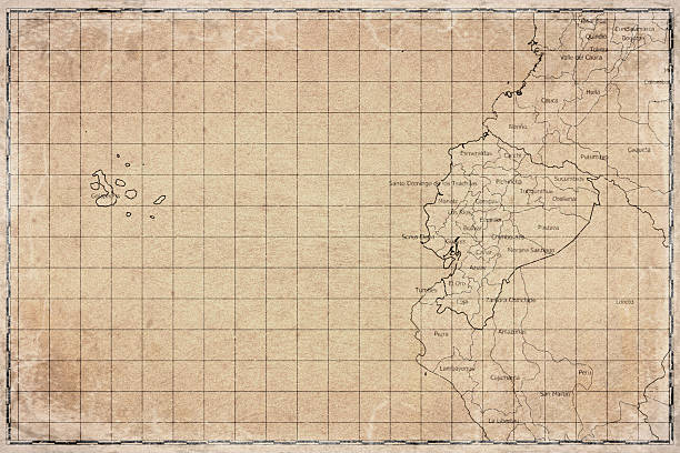 Vintage Map Of Ecuador With Provincial Boundaries On Retro Paper Background
