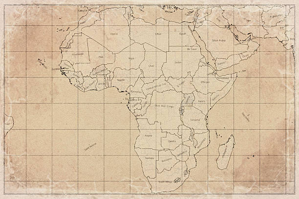 Vintage Map Of Africa Continent On Retro Paper Background
