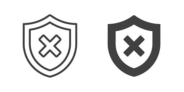 Unsecured thin line and glyph solid icon. Editable stroke and perfect pixel isolated on transparent background Unsecured thin line and glyph solid icon. Editable stroke and perfect pixel isolated on transparent background unauthorized no admittance stock illustrations