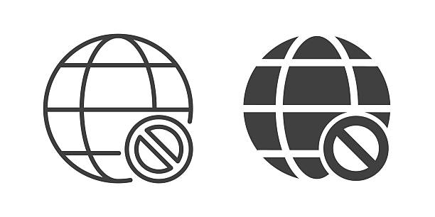 No Internet thin line and glyph solid icon. Editable stroke and perfect pixel isolated on transparent background No Internet thin line and glyph solid icon. Editable stroke and perfect pixel isolated on transparent background unauthorized no admittance stock illustrations
