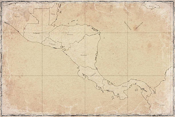Vintage Map Of Central America On Retro Paper Background