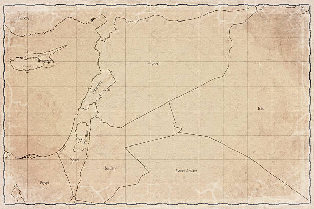 Vintage Map Of Levant On Retro Paper Background
