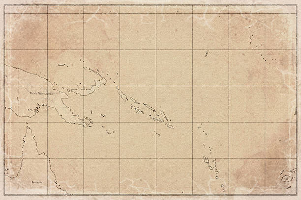Vintage Map Of Melanesia On Retro Paper Background