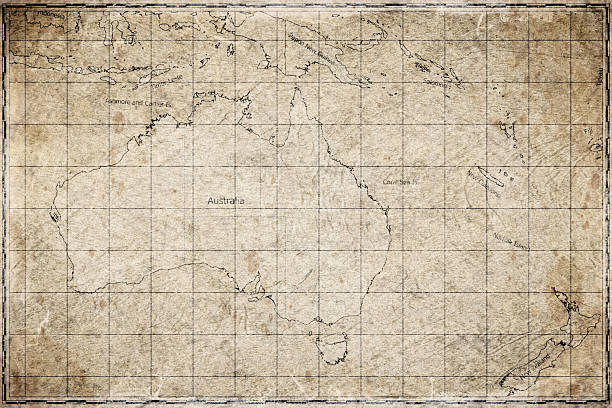 Vintage Map Of Oceania On Retro Paper Background