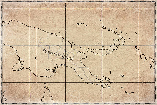Vintage Map Of Papua Region On Retro Paper Background