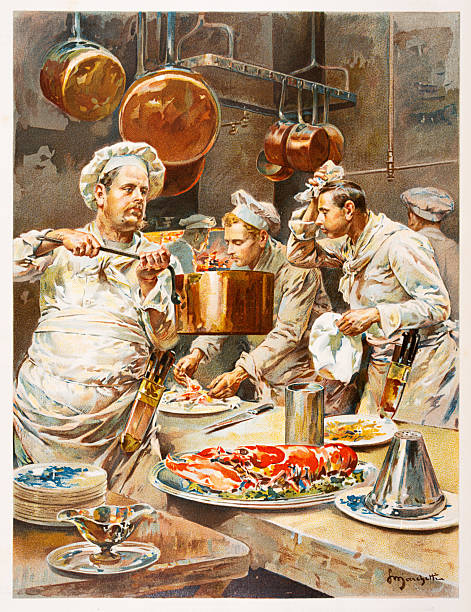 1893 French Chefs at Work – Chromolithograph from L’Illustration Magazine