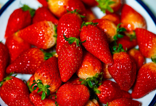 Fresh organic strawberries background, Fresh ripe organic strawberry