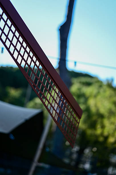Windmill blade with patterned lattice offering a unique architectural detail outdoors