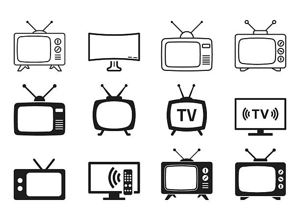 Retro tv icon set collection in flat style. Television vector illustration on isolated background. Old screen sign business concept.