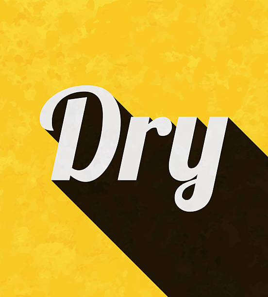 Dry. Text in a trendy vintage style. Beautiful retro illustration with an old textured yellow paper and a black long shadow (colors used: yellow, white and black). Vector Illustration (EPS file, well layered and grouped). Easy to edit, manipulate, resize or colorize. Vector and Jpeg file of different sizes.