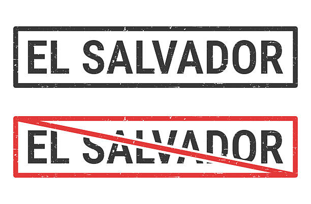 El Salvador. Rubber stamps for your own design, isolated on a blank background. The first stamp is in black ink. The second stamp is in red ink with the text in black. The text is crossed out with a red line, it is an exclusion or prohibition stamp. The rubber stamps have a slight grunge texture. Vector Illustration (EPS file, well layered and grouped). Easy to edit, manipulate, resize or colorize. Vector and Jpeg file of different sizes.