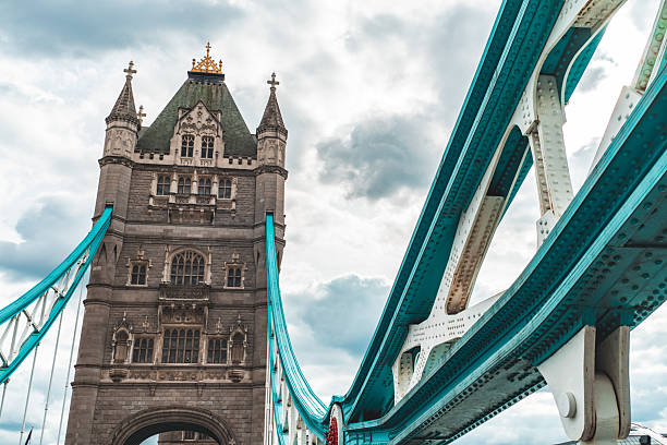 London's tower bridge featuring iconic victorian gothic architecture and teal structural elements