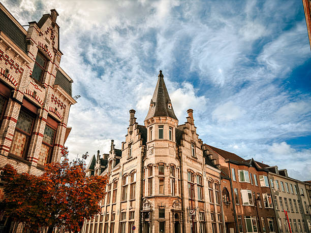 Street view of downtown Menen, Belgium
