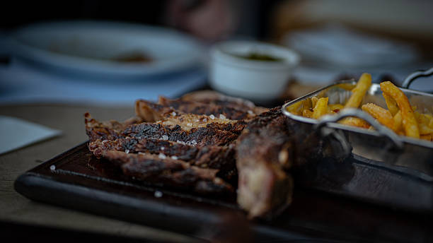 Steak with french fries Rustic photo