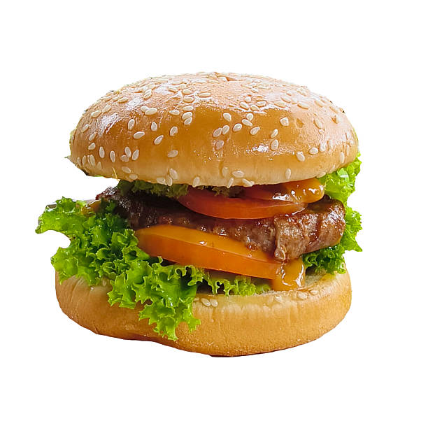 Mouthwatering cheeseburger with fresh ingredients, perfect for food advertisements and culinary projects.