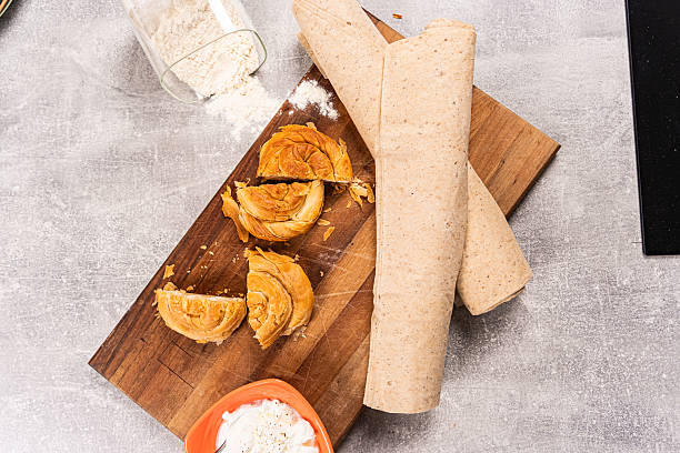 Mediterranean Cuisine And Culinary Tradition Top-Down View Of Phyllo