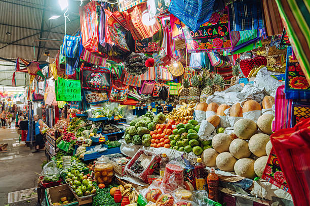 Colorful Oaxaca Market Stall Filled With Fresh Fruit
