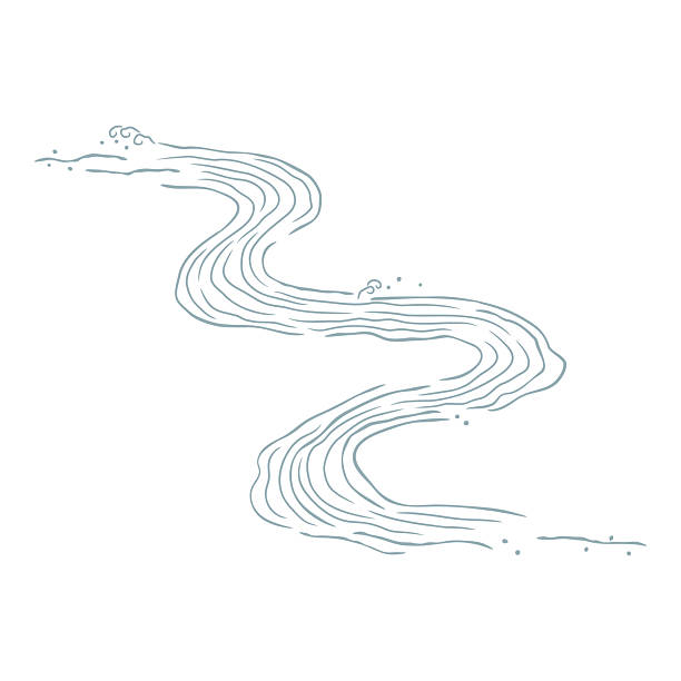 Japanese abstract water pattern, hand drawn design elements of flowing water.