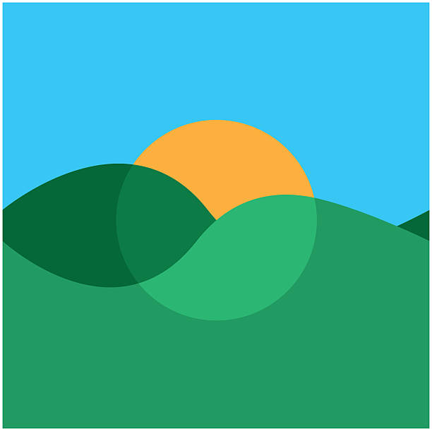 An abstract of a sun rising over some hills
