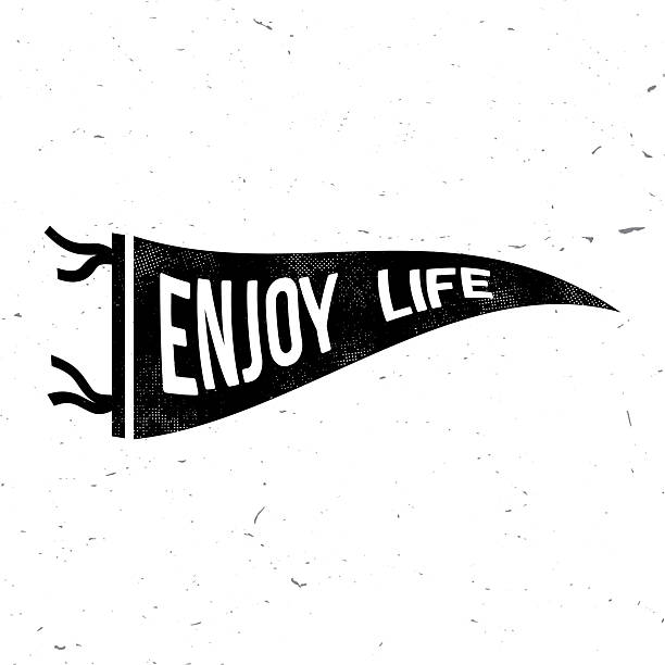 Enjoy Life flag typography vector illustration with grunge texture outdoor adventure slogan design for t shirt print poster and sticker isolated on white background Enjoy Life flag typography vector illustration with grunge texture outdoor adventure slogan design for t shirt print poster and sticker isolated on white background. pennant stock illustrations