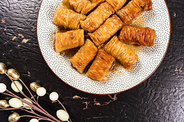 Cultural Celebration and Festive Food Baklava Pastries on Plate
