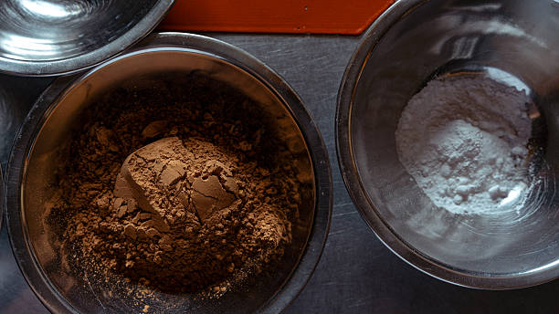 Baking ingredients in bowls for dessert preparation
