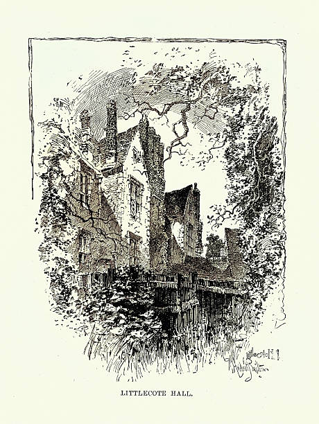 English architecture, Littlecote House as it was in the 19th Century, a large Elizabethan country house, Vintage illustration, Victorian, 1890s,