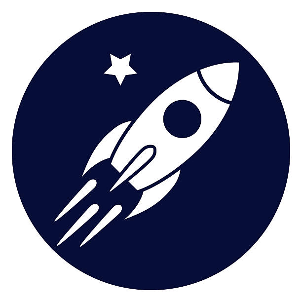 Rocket icon, space ship vector symbol on white background