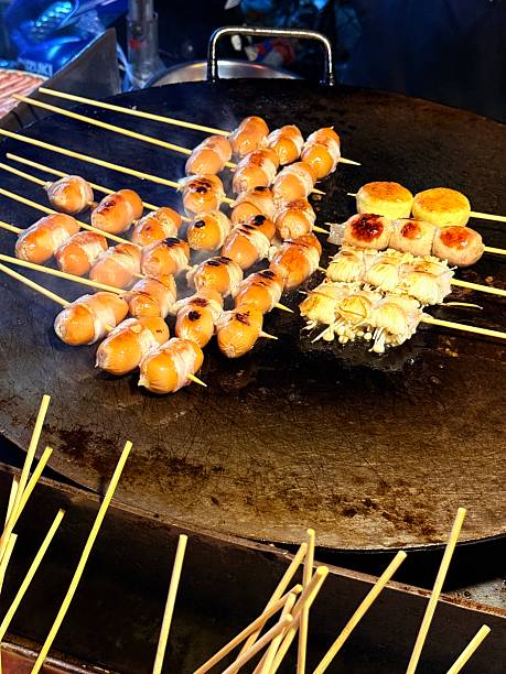 Grilled  Skewers at a Street Food Stall