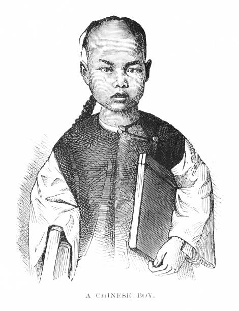 Portrait of a Chinese boy. Engraving published 1868. Copyright expired; artwork is in Public Domain.