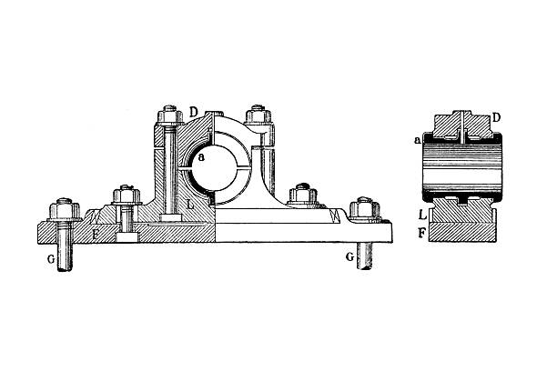 Stehlager or Pillow Block Bearing ,housing, bolts, and the cylindrical bore designed for rotating shafts