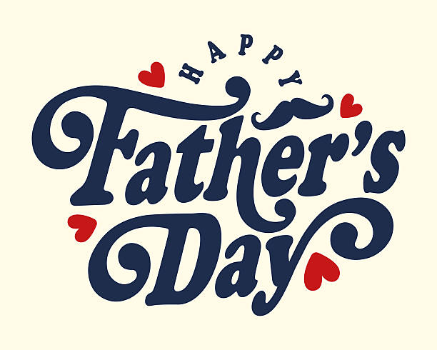 Happy Father's Day Vector Typography Design with Mustache Icon and Red Hearts. This Editable text is Perfect for Father's Day greeting card, banner, poster, gift tags, t-shirt print, social media post