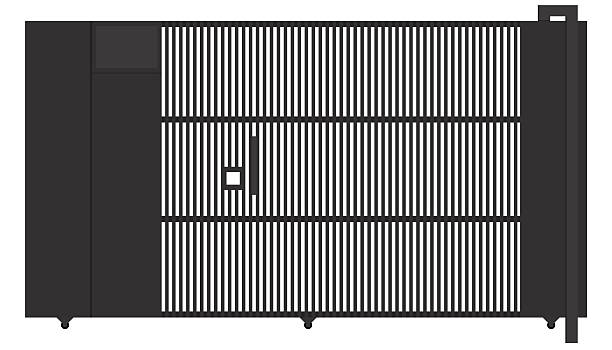 Minimalist Modern Wrought Iron Gate: Flat Vector Illustration Isolated on White Background