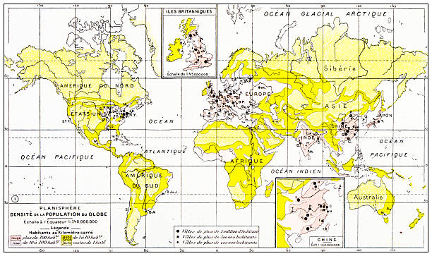 Map from old French Atlas: Population density