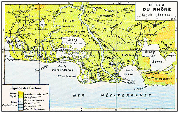 Map from old French Atlas: Rhone, Delta