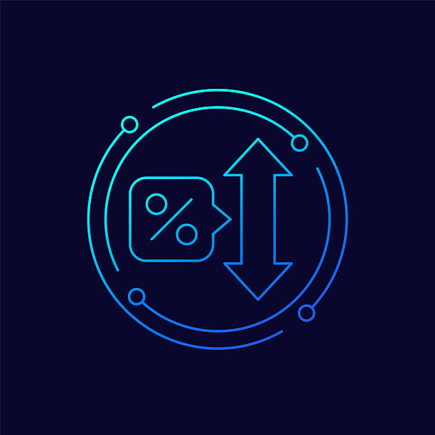 stockillustraties, clipart, cartoons en iconen met flexible loan rate icon, linear design - verstelbaar