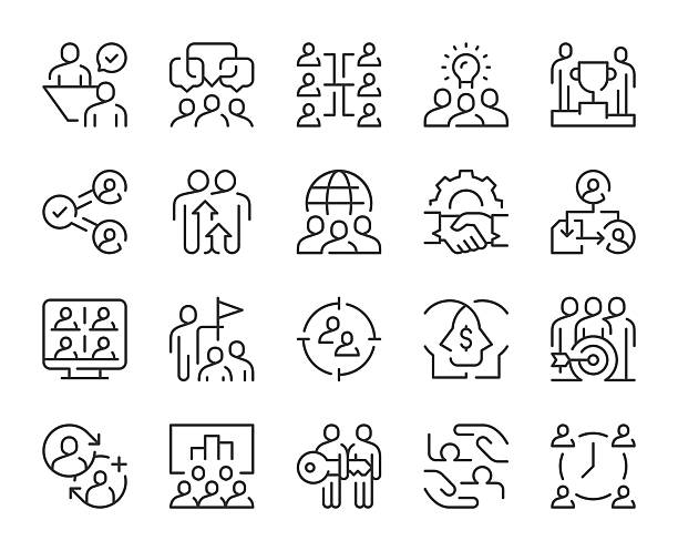 Collaboration - Light Line Icons vector art illustration