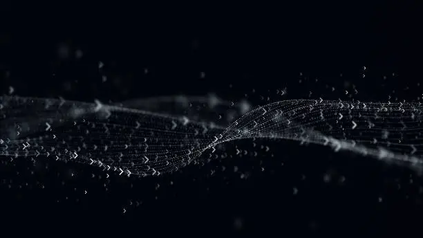 Photo of Abstract Digital Wave with Flowing Data Particles