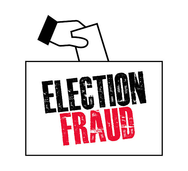 Election Fraud, Text, Sign, Concept Election fraud political hazard warning red sign concept layout text. election fraud stock illustrations