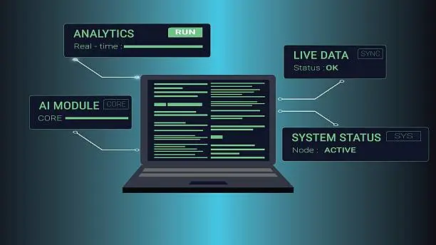 Photo of AI data analytics dashboard workspace