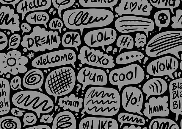 Seamless Playful Cute Speech and Thought Bubbles Wallpaper vector art illustration