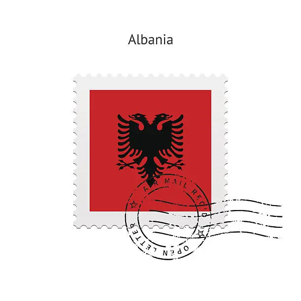 Vector illustration of Albania Flag Postage Stamp